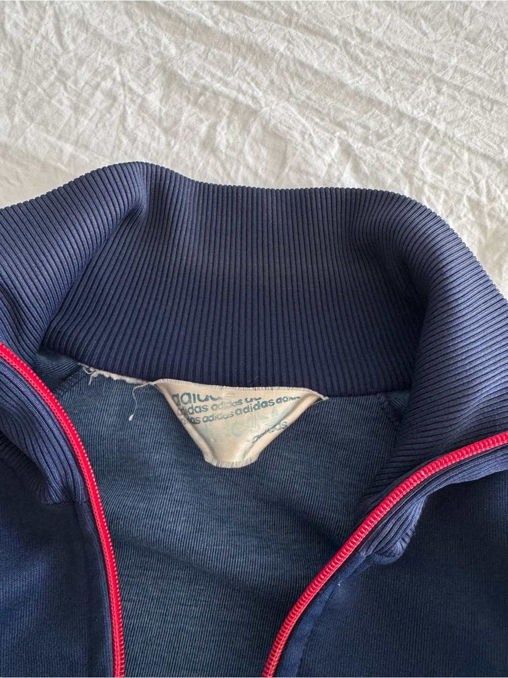 Vintage 80s Adidas Trefoil Track Jacket Navy Red White Colorblock - Picture 4 of 15